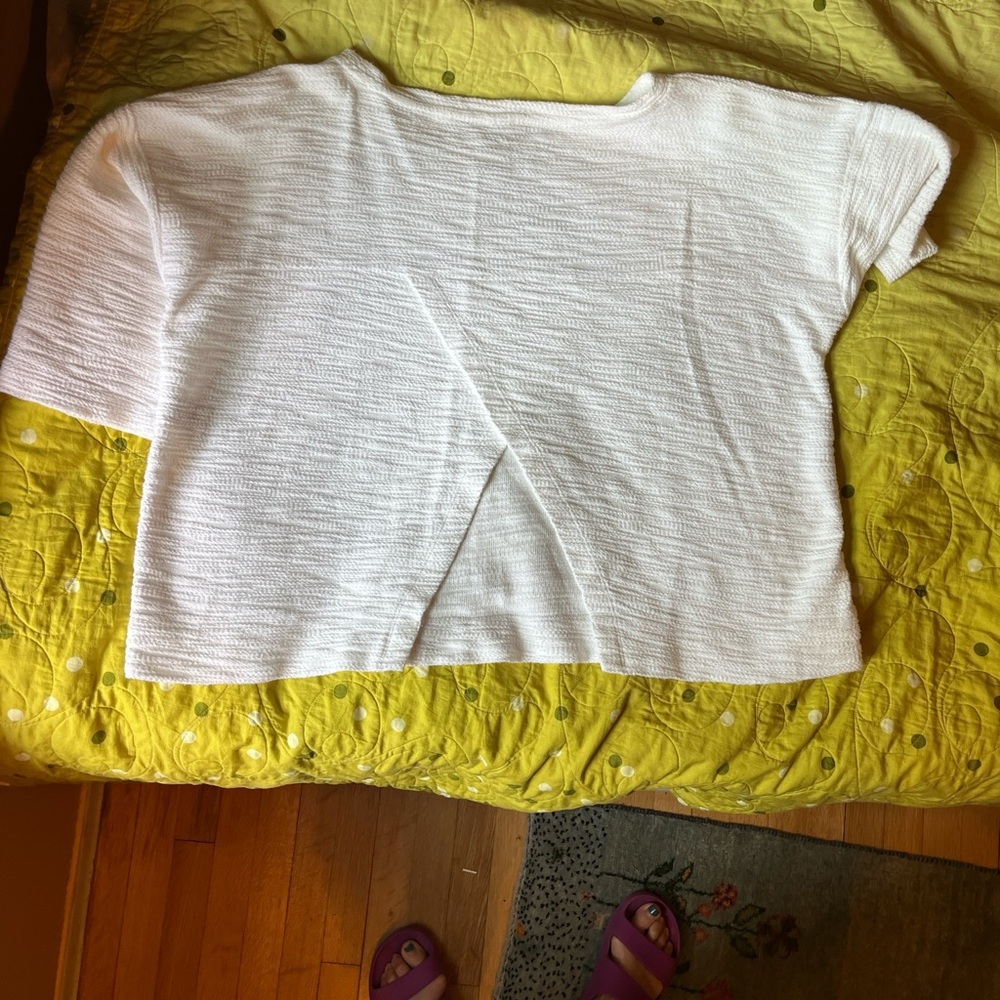 Creamy White 100% Cotton boatneck LOLË sweater.